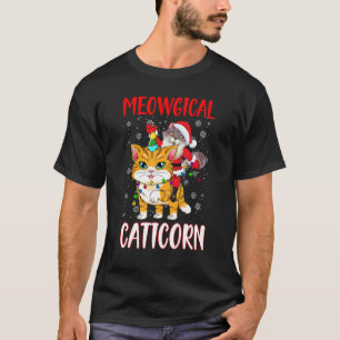 Camiseta Gato Unicórnio Caticórnio Gato Papai Noel Luzes d