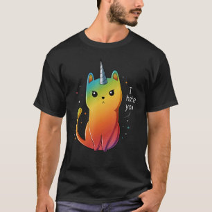 Camiseta Gato Unicórnio Eu Odeio Você