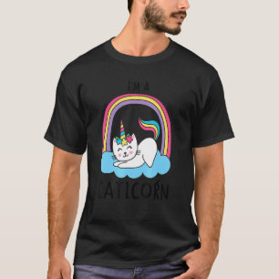 Camiseta Gato Unicórnio Eu Sou Uma Garota Caticórnio Arco-Í