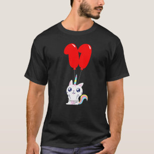Camiseta Gato Unicórnio Fofo Aniversário de 11 anos Bolo de