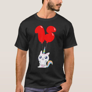 Camiseta Gato Unicórnio Fofo Aniversário de 15 anos Bolo de