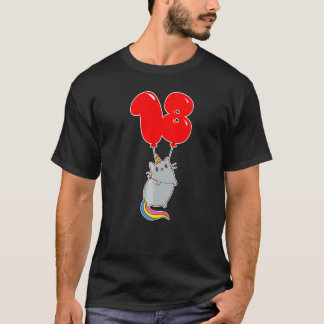 Camiseta Gato Unicórnio Fofo Aniversário de 18 Anos Baloes