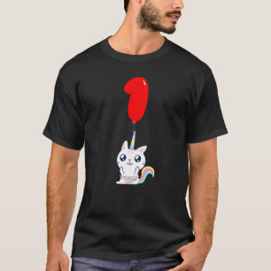Camiseta Gato Unicórnio Fofo Aniversário de 1 Ano Festa de 