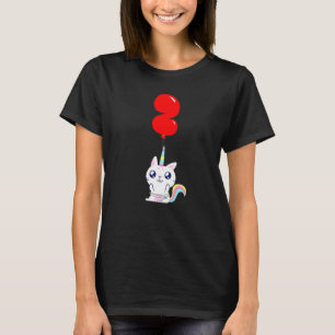 Camiseta Gato Unicórnio Fofo Aniversário de 2 anos Festa de