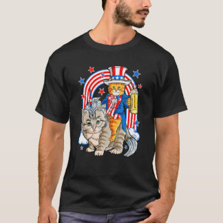Camiseta Gato Unicórnio Meowica Bandeira EUA Arco-íris Feli