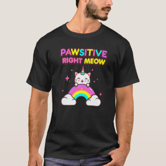 Camiseta Gato Unicórnio Pawsitivo Agora Gatinho Fofo Caticó