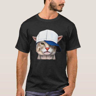 Camiseta Gato usando boné de beisebol Gato Esportes Animais