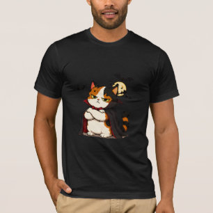 Camiseta Gato Vampiro Mal-Humorado de Halloween