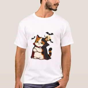 Camiseta Gato Vampiro Mal-Humorado de Halloween