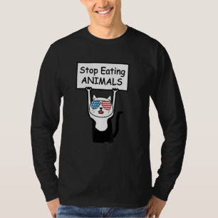 Camiseta Gato Vegetariano Para Comer Animais