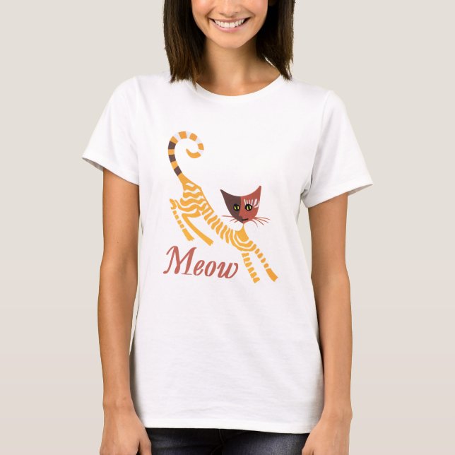 Camiseta Gato vermelho engraçado (Frente)