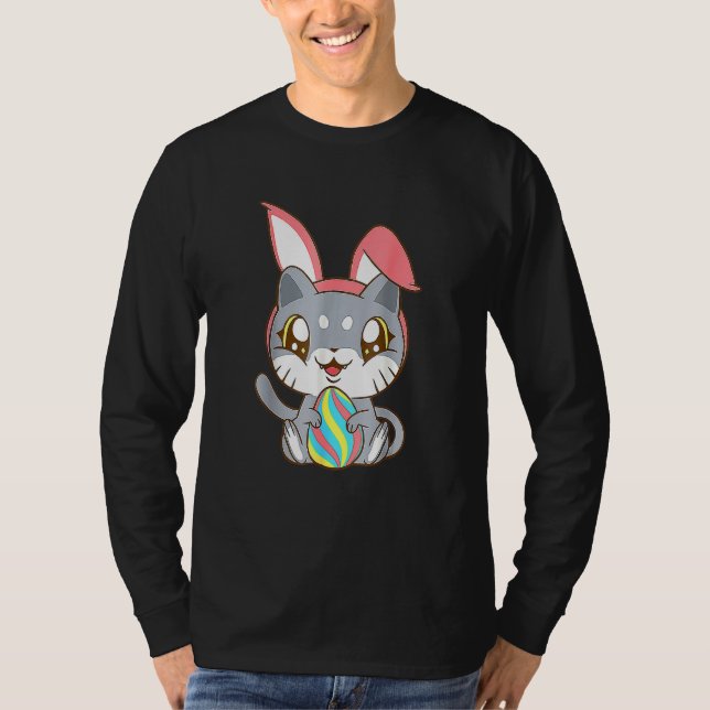 Camiseta Gato Vestindo Coelhinho Coelhinho Gato Gato Feliz (Frente)