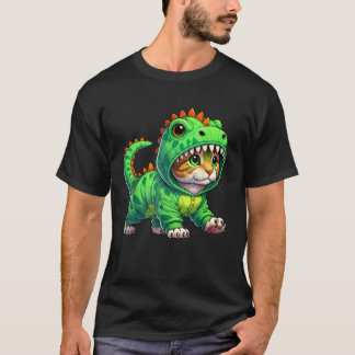 Camiseta Gato Vestindo Dinossauro Costume Halloween Cosplay