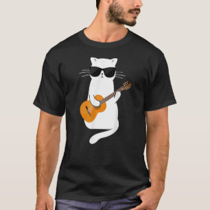 Camiseta Gato vestindo óculos de sol tocando guitarrista