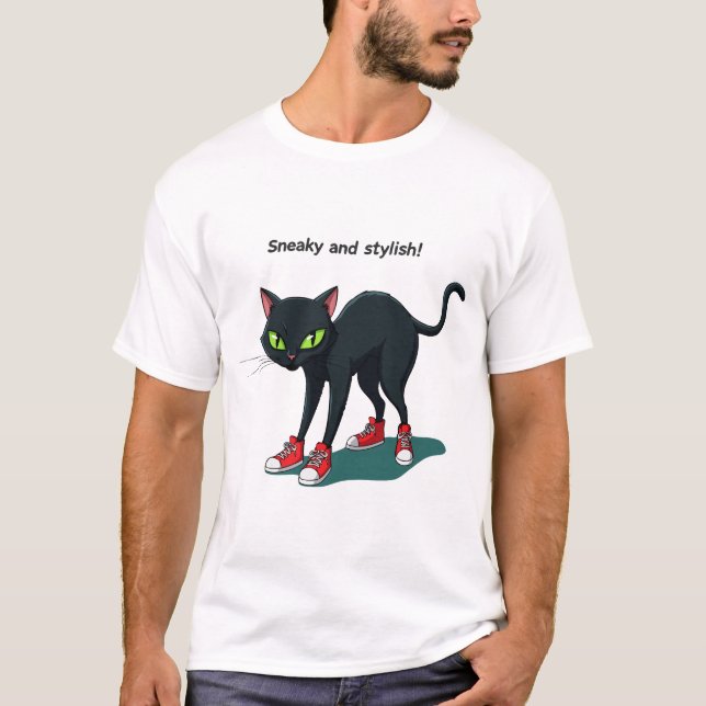 Camiseta Gato vestindo pequenos tênis (Frente)