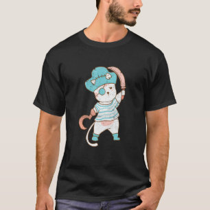 Camiseta Gato Vestindo Pirata Festa de Halloween Piratas