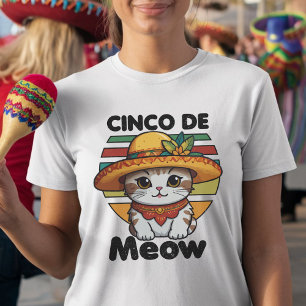 Camiseta Gato Vestindo um sombrero colorido