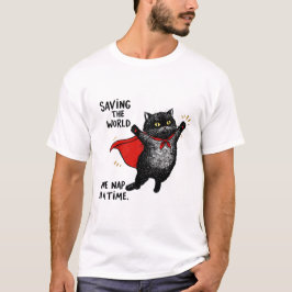 Camiseta Gato vestindo uma capa de super-herói