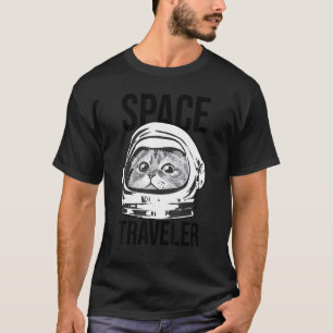 Camiseta Gato Viajante Espacial Dono de Gato Animal de Est