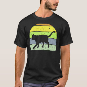 Camiseta Gato Vintage Gato Retro Silhueta Animal 60s 70s