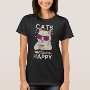 Camiseta Gato Vintage Legal Gatos Me Fazem Feliz