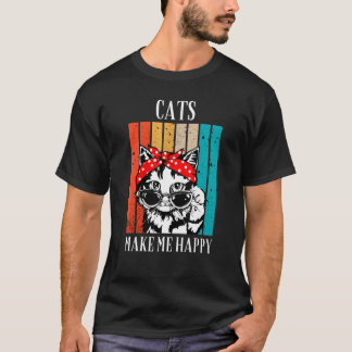Camiseta Gato Vintage Legal Gatos Me Fazem Feliz Para Mulhe