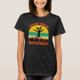 Camiseta Gato Vintage PewPew Madafakas Cat Pew Blac