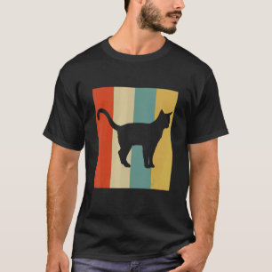 Camiseta Gato Vintage Silhueta de Gatinho Abissínio Felino