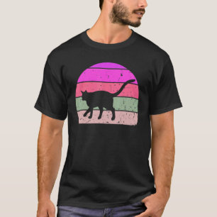 Camiseta Gato Vintage Silhueta de Gato Retrô Gatinho Animal