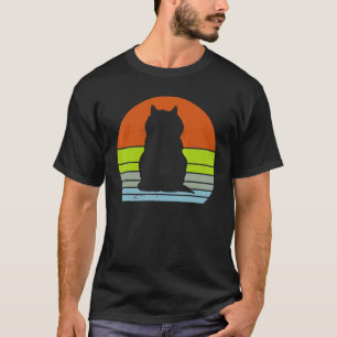 Camiseta Gato Vintage Silhueta de Gato Retro Gatinho Animal