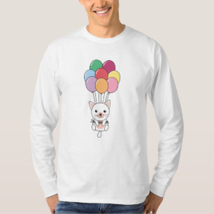 Camiseta Gato Voa Com Balões Coloridos