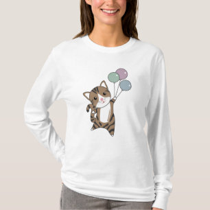 Camiseta Gato Voa Com Balões Para Os Maiores Gatos Doce