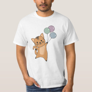 Camiseta Gato Voa Com Balões Para Os Maiores Gatos Doce