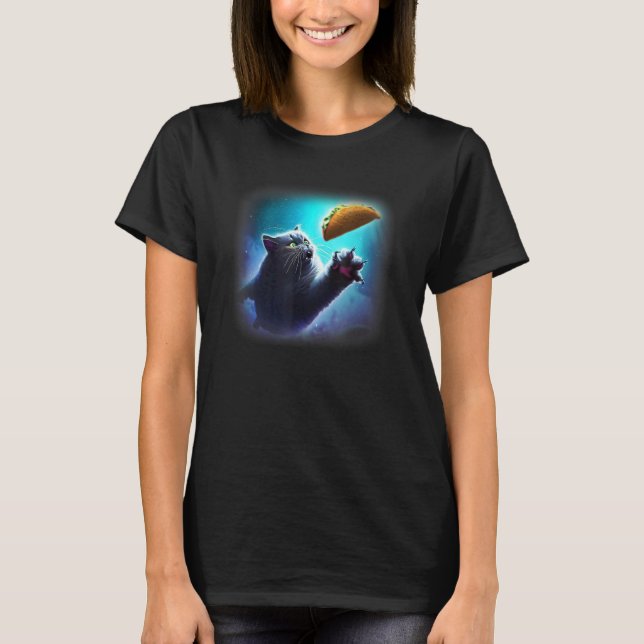 Camiseta Gato Voando Pegando Taco (Frente)
