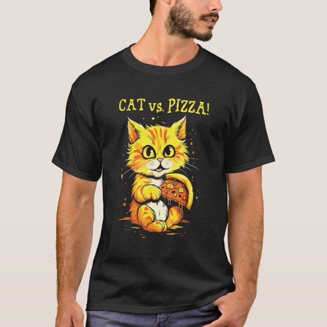 Camiseta Gato vs. pizza - Perseverança rende frutos (Frente)