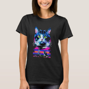 Camiseta Gato Weirdcore Glitch Trippy Vaporwave Alt Harajuk