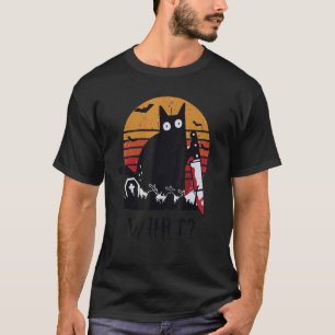 Camiseta Gato Wha Gato Preto Com Faca Assassino Dia das Bru