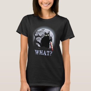 Camiseta Gato Wha Gato Preto Com Faca Assassino Halloween 2