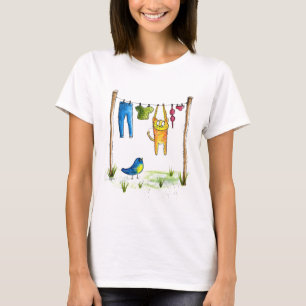 Camiseta Gato Whimsic em uma Linha de Fechamento