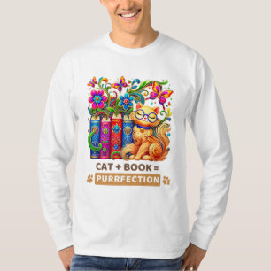 Camiseta Gato Whimsso Com Livros E Borboletas