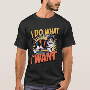 Camiseta Gato Xadrez Pop Art Faço O Que Quero Gráfico Diver