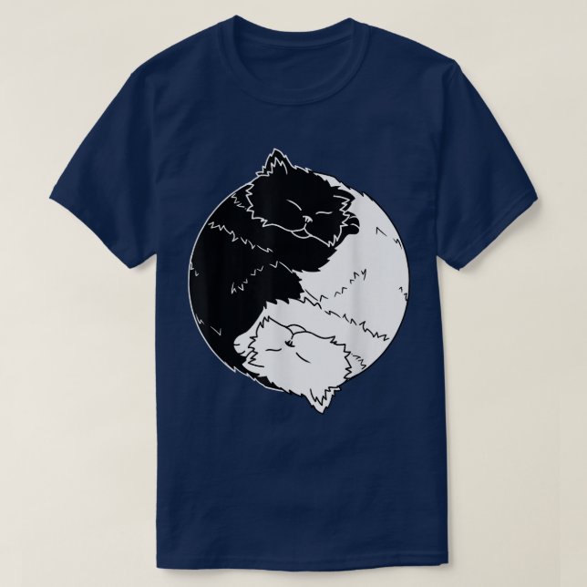 Camiseta Gato yin e yang cats presentes dormem (Frente do Design)