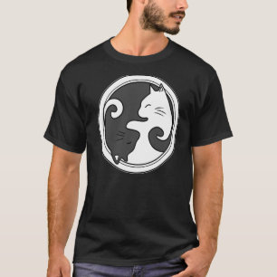 Camiseta Gato Yin e Yang Pose Meditação Acro Hatha Yo