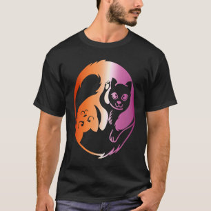 Camiseta Gato Yin Yang Lésbica Orgulho Gay LGBT Sutil LGBTQ