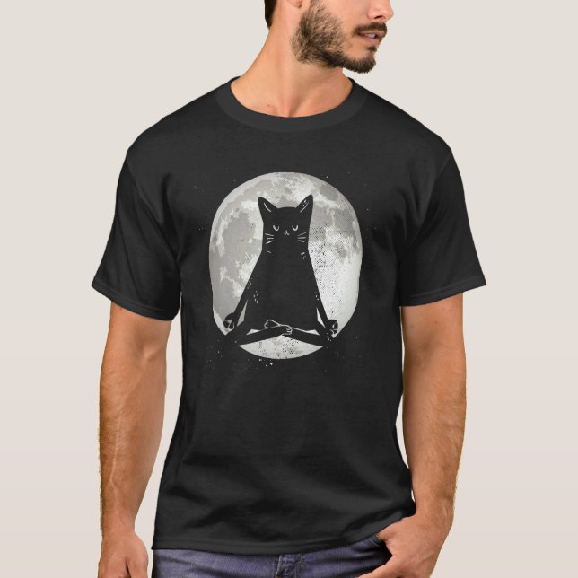 Camiseta Gato Yoga Lua (Frente)