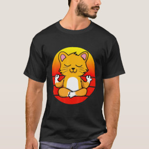 Camiseta Gato Yoga Meditação Yoga Para Crianças e Pais