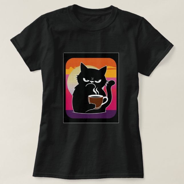 Camiseta Gato Zangado Joe 3 mulheres negras (Frente do Design)