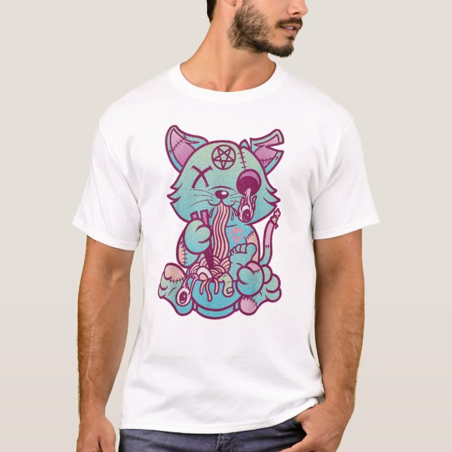 Camiseta Gato Zombie| Gatos e marinheiros| Gatos De Ramen| (Frente)