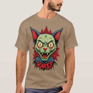 Camiseta gato zumbi Assustado