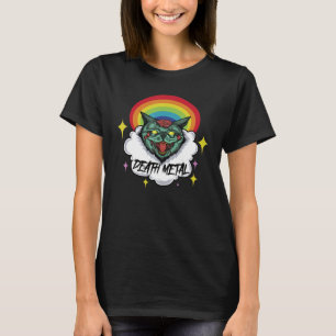 Camiseta Gato Zumbi de Death Metal - Rainbow Kitten